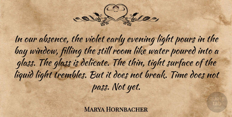 Marya Hornbacher Quote About Evening Light, Glasses, Water: In Our Absence The Violet...