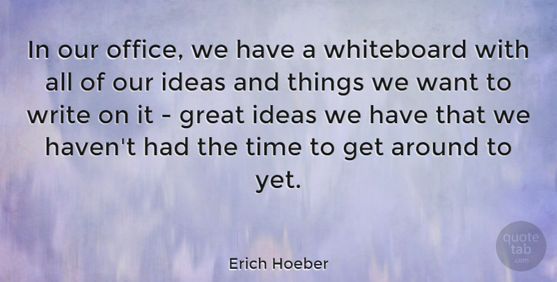 Erich Hoeber Quote About Writing, Ideas, Office: In Our Office We Have...