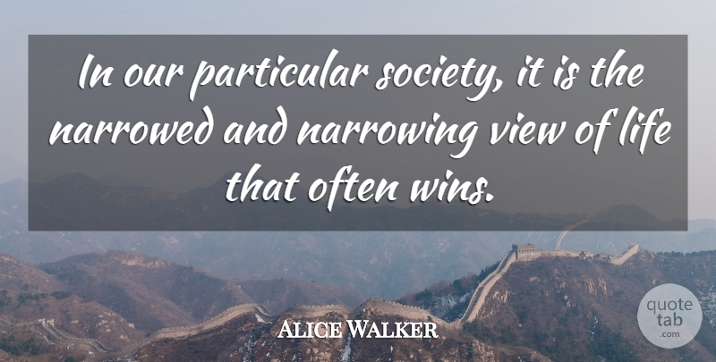 Alice Walker Quote About Winning, Views, Particular: In Our Particular Society It...