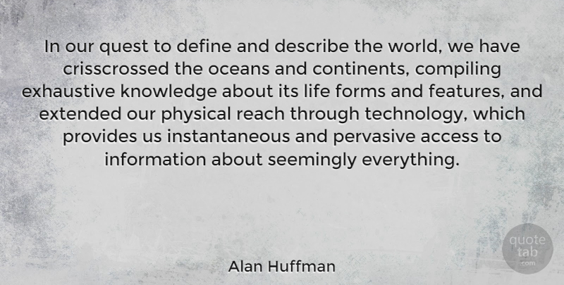 Alan Huffman Quote About Access, Define, Describe, Exhaustive, Extended: In Our Quest To Define...