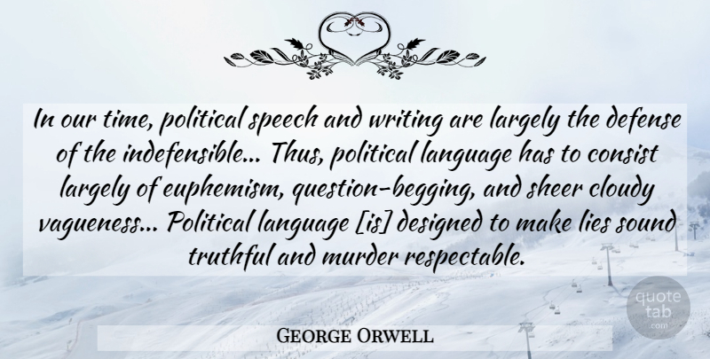 George Orwell Quote About Lying, Writing, Political Language: In Our Time Political Speech...