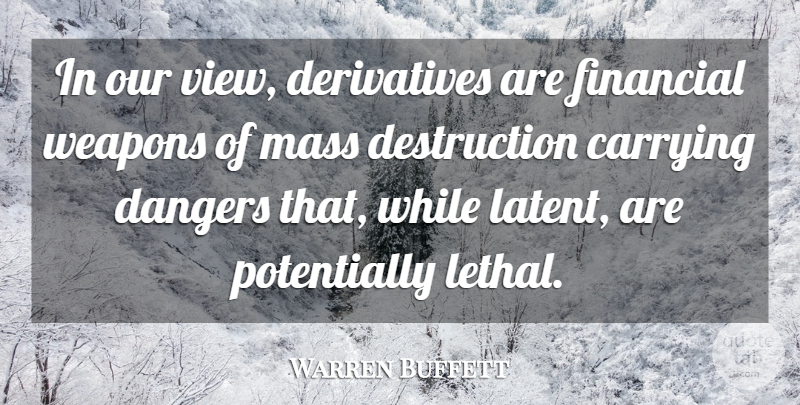 Warren Buffett Quote About Business, Mass Destruction, Views: In Our View Derivatives Are...