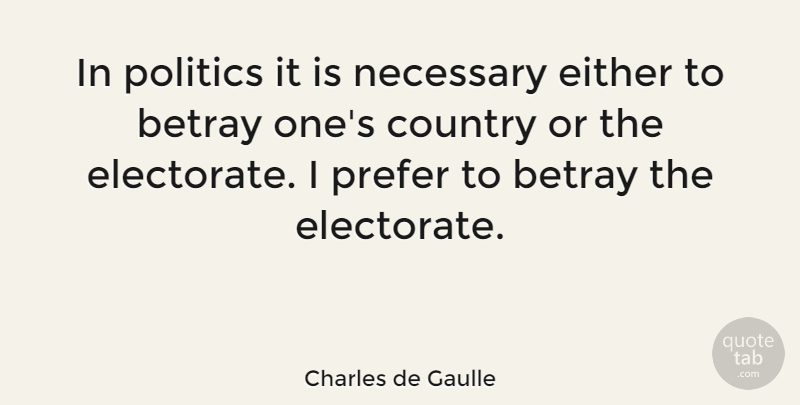 Charles de Gaulle Quote About Country, Betrayal, Nerd: In Politics It Is Necessary...