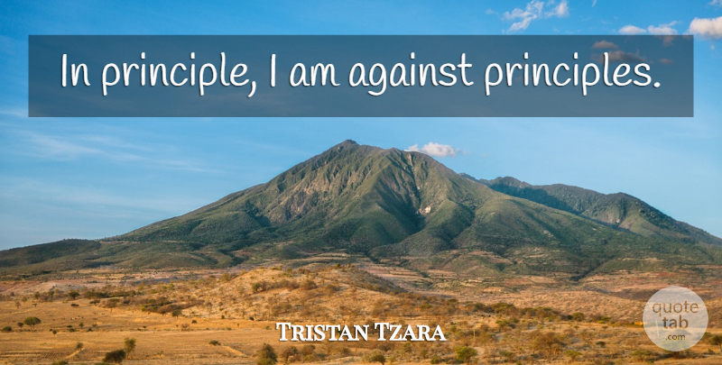 Tristan Tzara Quote About Principles: In Principle I Am Against...