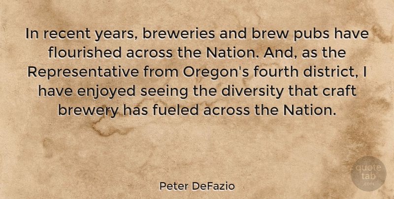 Peter DeFazio Quote About Years, Oregon, Diversity: In Recent Years Breweries And...