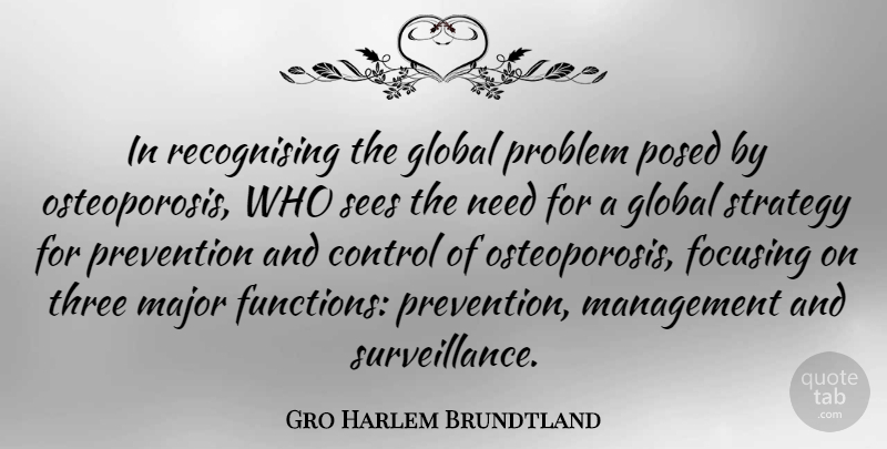 Gro Harlem Brundtland Quote About Osteoporosis, Needs, Prevention: In Recognising The Global Problem...