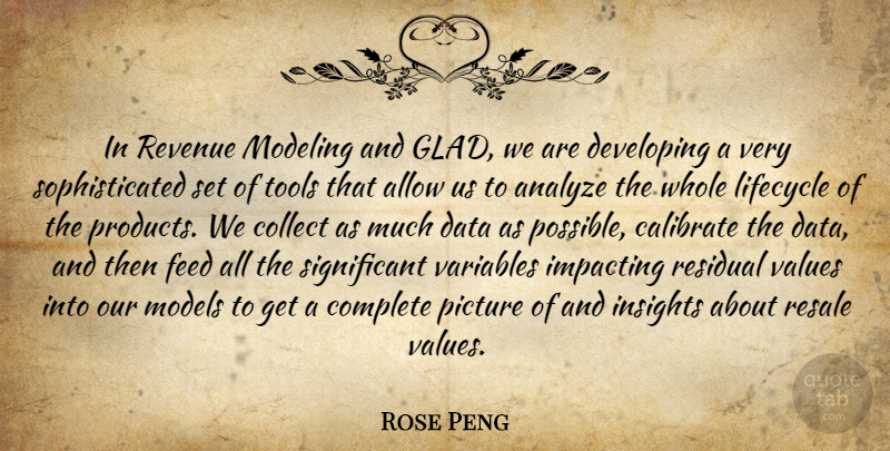 Rose Peng Quote About Allow, Analyze, Collect, Complete, Data: In Revenue Modeling And Glad...