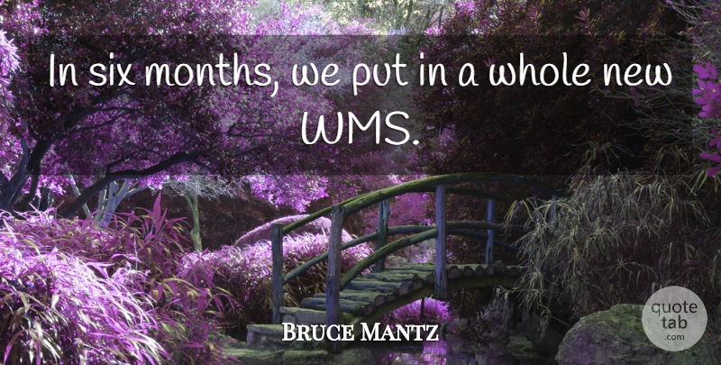 Bruce Mantz Quote About Six: In Six Months We Put...