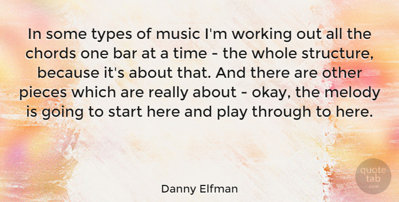 Danny Elfman Quote About Play, Work Out, Bars: In Some Types Of Music...