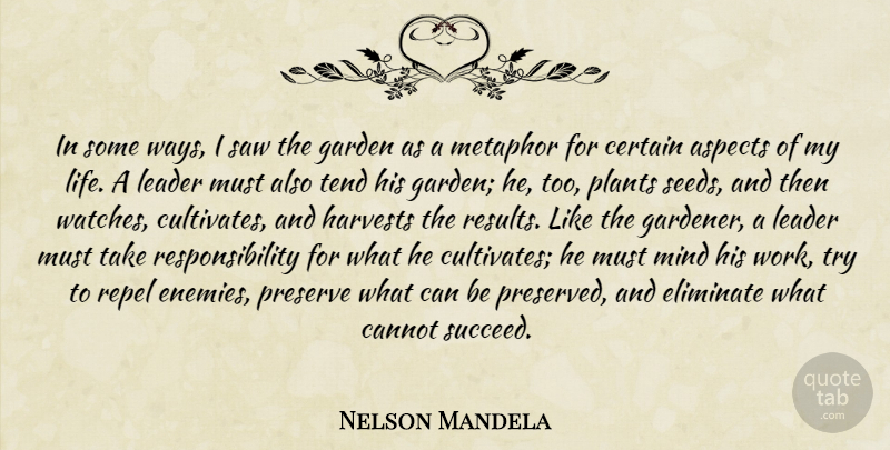 Nelson Mandela Quote About Responsibility, Garden, Leader: In Some Ways I Saw...