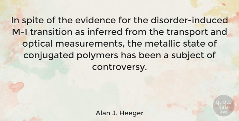 Alan J. Heeger Quote About Optical, Spite, Subject, Transport: In Spite Of The Evidence...