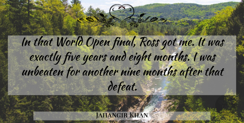 Jahangir Khan Quote About Eight, Exactly, Five, Months, Nine: In That World Open Final...