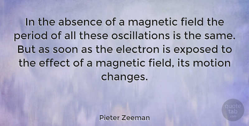 Pieter Zeeman Quote About Effect, Electron, Exposed, Field, Magnetic: In The Absence Of A...