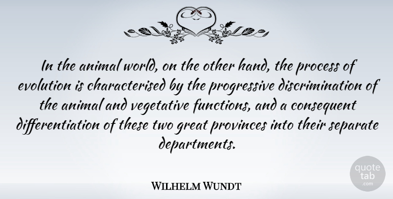 Wilhelm Wundt Quote About Animal, Hands, Two: In The Animal World On...