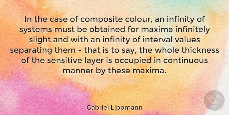 Gabriel Lippmann Quote About Layers, Infinity, Sensitive: In The Case Of Composite...