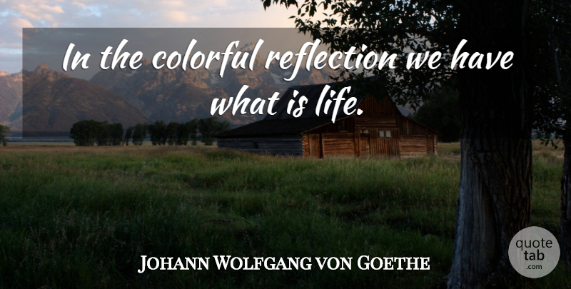 Johann Wolfgang von Goethe Quote About Inspirational, Reflection, What Is Life: In The Colorful Reflection We...
