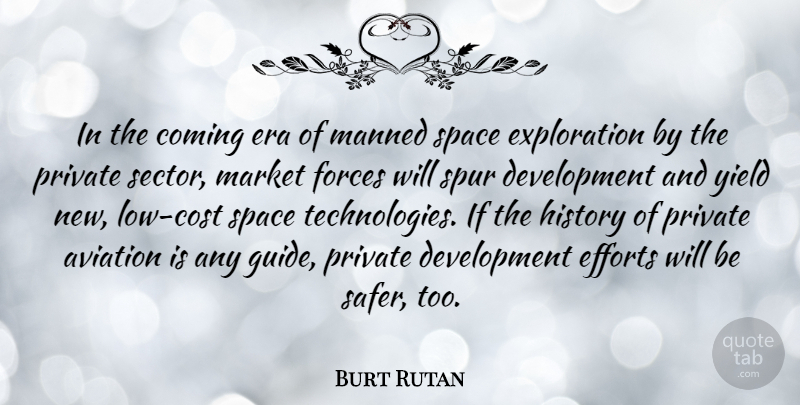 Burt Rutan Quote About Technology, Yield, Space: In The Coming Era Of...