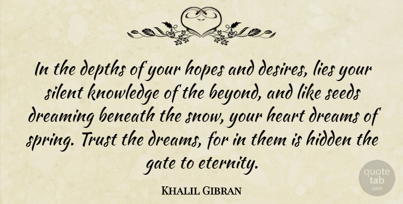 Khalil Gibran Quote About Death, Dream, Spiritual: In The Depths Of Your...