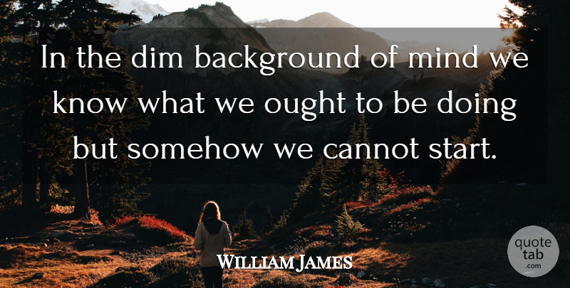 William James Quote About Philosophical, Surfing, Mind: In The Dim Background Of...