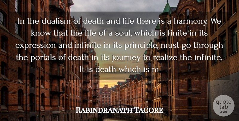Rabindranath Tagore Quote About Death, Dualism, Expression, Finite, Infinite: In The Dualism Of Death...