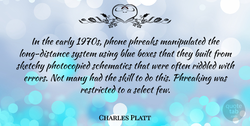 Charles Platt Quote About Blue, Boxes, Built, Early, Phone: In The Early 1970s Phone...
