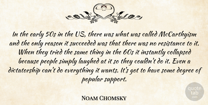 Noam Chomsky Quote About People, Support, Atheism: In The Early 50s In...