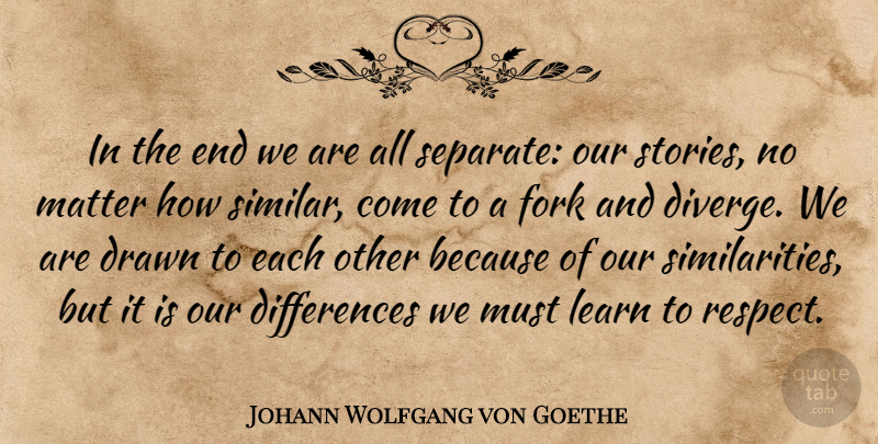 Johann Wolfgang von Goethe Quote About Respect, Differences, Stories: In The End We Are...
