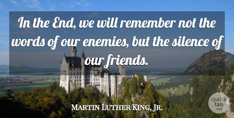 Martin Luther King, Jr. Quote About Friendship, Wisdom, Kings: In The End We Will...