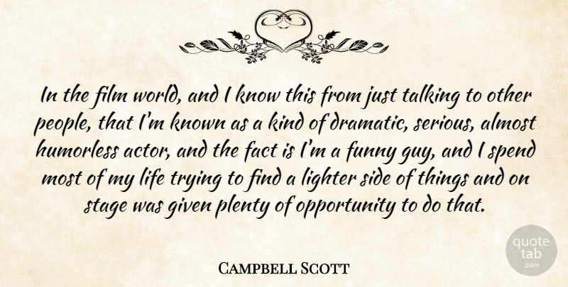 Campbell Scott Quote About Almost, Fact, Funny, Given, Known: In The Film World And...