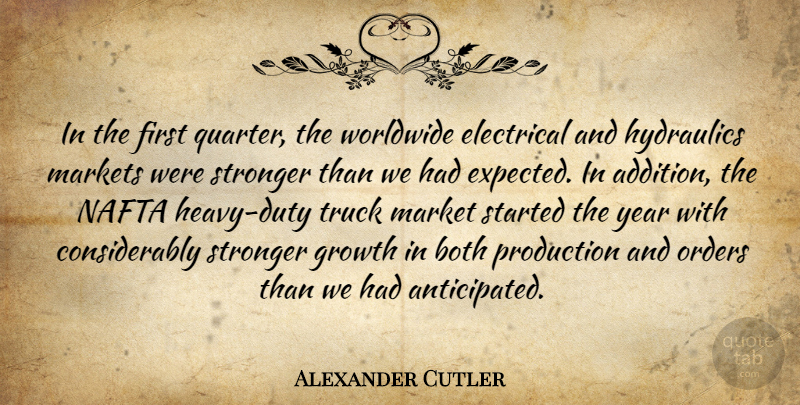Alexander Cutler Quote About Both, Electrical, Growth, Market, Markets: In The First Quarter The...