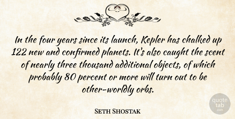 Seth Shostak Quote About Additional, Caught, Confirmed, Four, Nearly: In The Four Years Since...