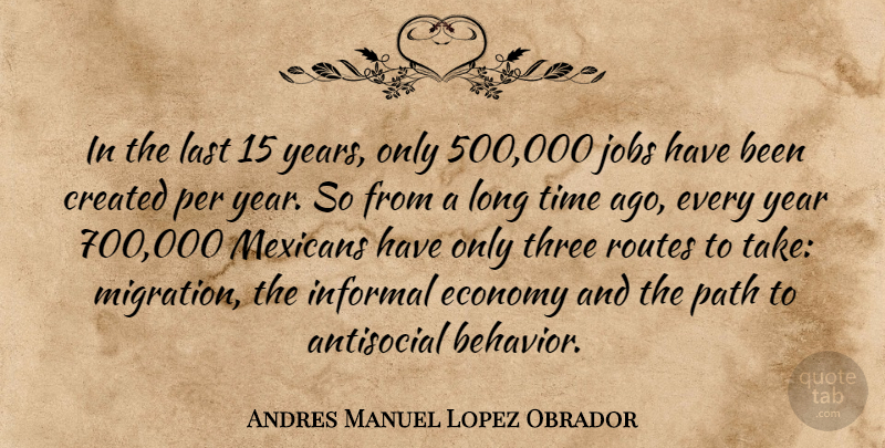 Andres Manuel Lopez Obrador Quote About Antisocial, Created, Economy, Informal, Jobs: In The Last 15 Years...
