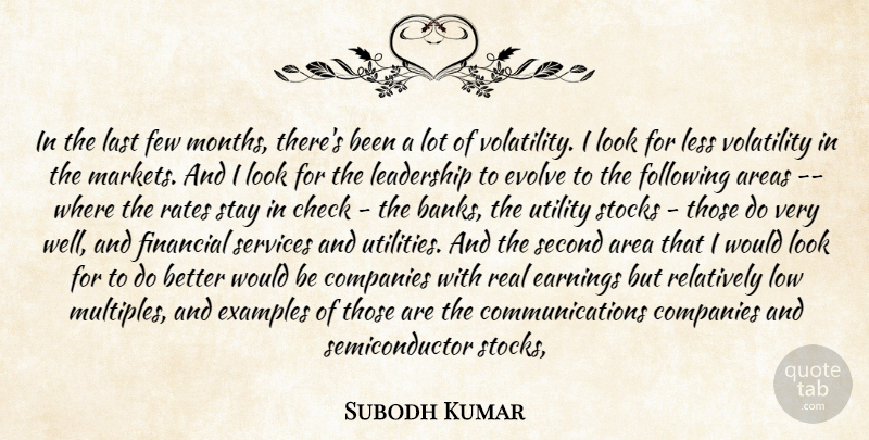 Subodh Kumar Quote About Areas, Check, Companies, Earnings, Evolve: In The Last Few Months...