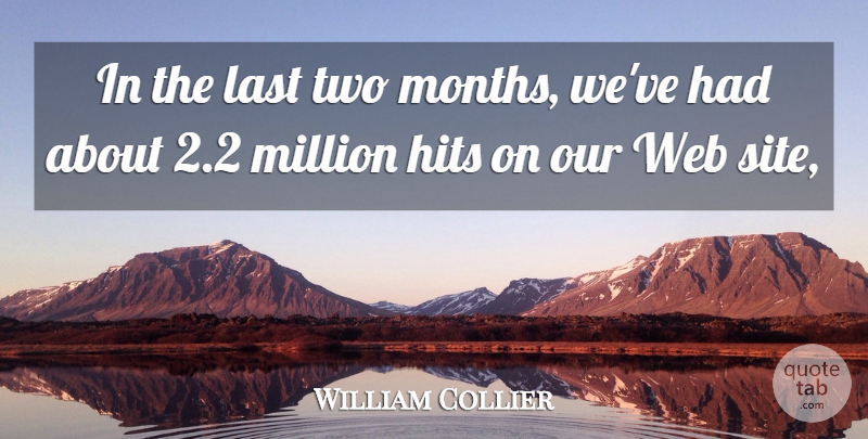 William Collier Quote About Hits, Last, Million, Web: In The Last Two Months...
