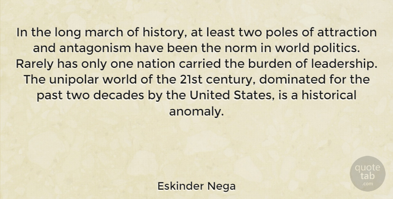 Eskinder Nega Quote About Antagonism, Attraction, Burden, Carried, Decades: In The Long March Of...