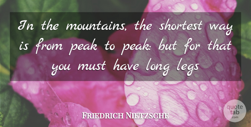 Friedrich Nietzsche Quote About Long, Mountain, Legs: In The Mountains The Shortest...