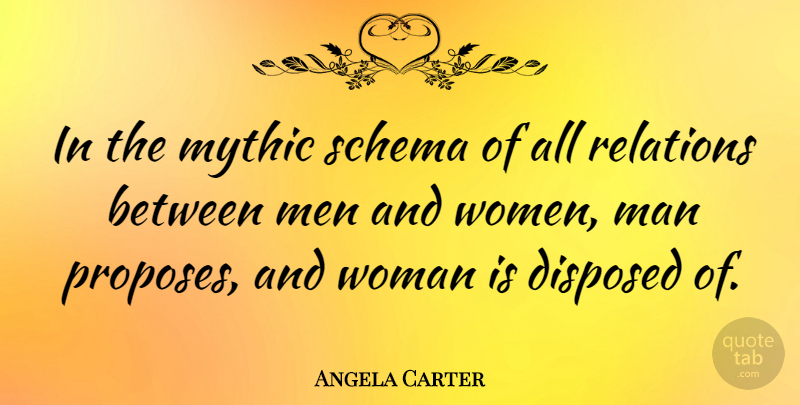 Angela Carter Quote About Relationship, Women, Schemas: In The Mythic Schema Of...