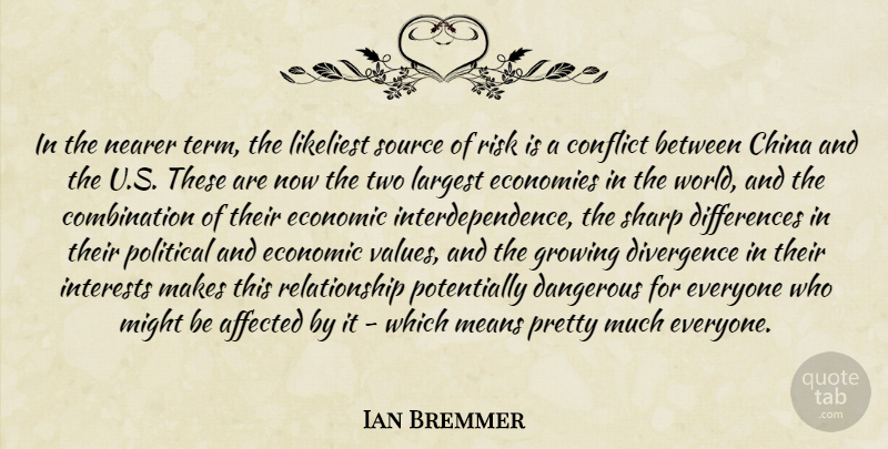 Ian Bremmer Quote About Mean, Two, Differences: In The Nearer Term The...