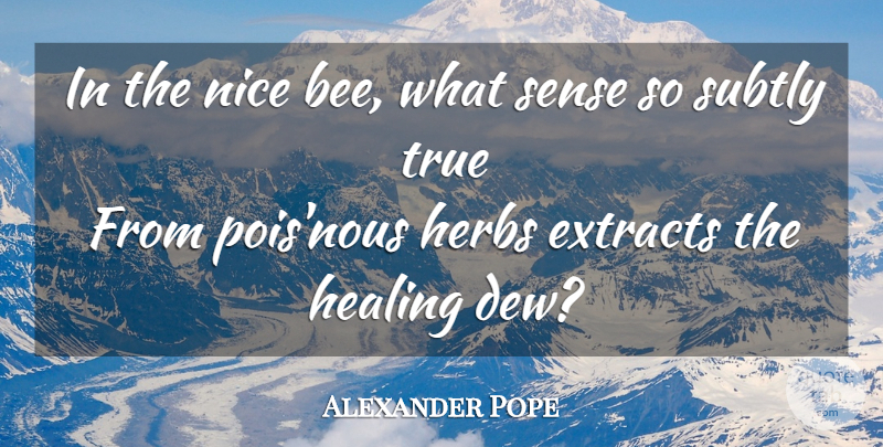 Alexander Pope Quote About Nice, Healing, Herbs: In The Nice Bee What...