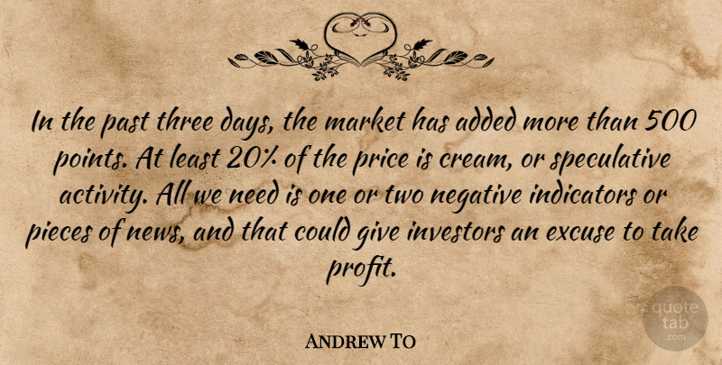 Andrew To Quote About Added, Excuse, Investors, Market, Negative: In The Past Three Days...