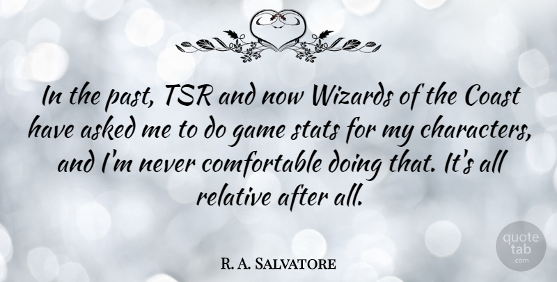 R. A. Salvatore Quote About Character, Past, Games: In The Past Tsr And...