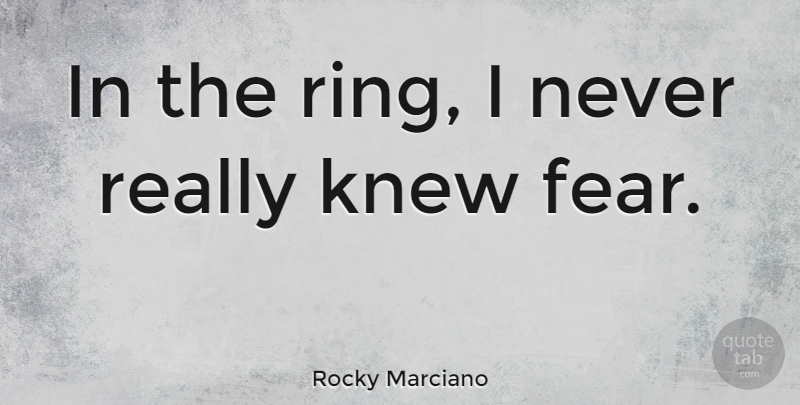 Rocky Marciano Quote About Rings: In The Ring I Never...