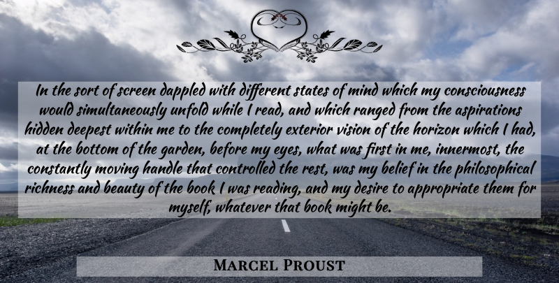 Marcel Proust Quote About Moving, Book, Philosophical: In The Sort Of Screen...