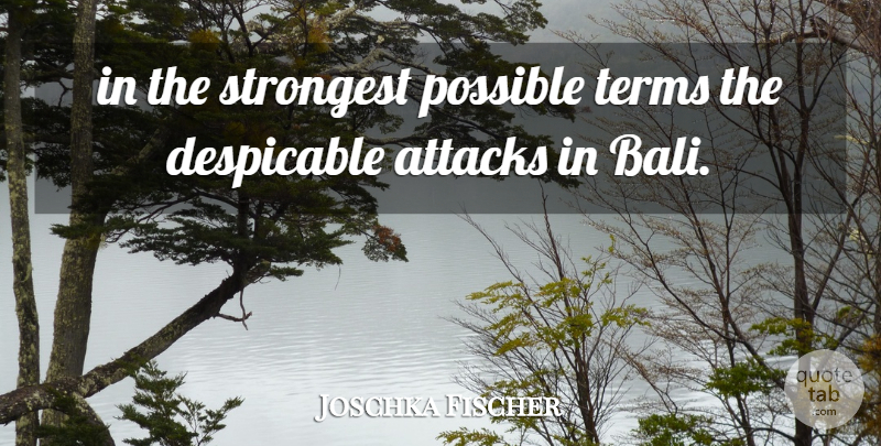 Joschka Fischer Quote About Attacks, Despicable, Possible, Strongest, Terms: In The Strongest Possible Terms...