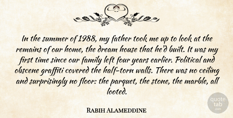 Rabih Alameddine Quote About Ceiling, Covered, Dream, Family, Father: In The Summer Of 1988...