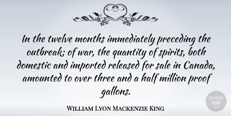 William Lyon Mackenzie King Quote About Both, Domestic, Half, Imported, Million: In The Twelve Months Immediately...