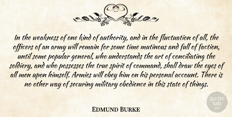 Edmund Burke Quote About Art, Military, Eye: In The Weakness Of One...