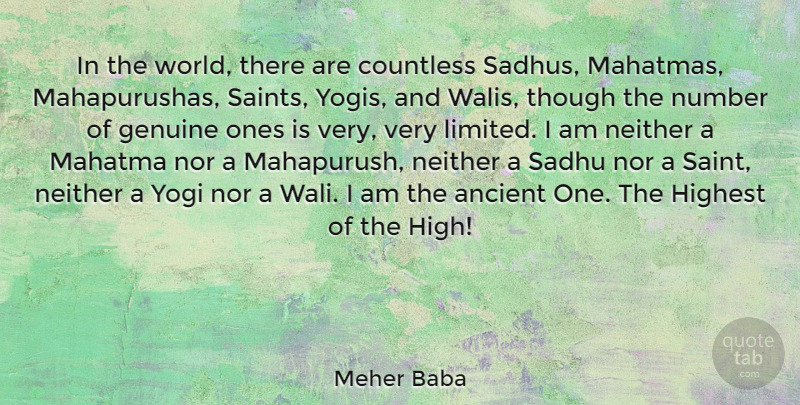 Meher Baba Quote About Numbers, World, Saint: In The World There Are...
