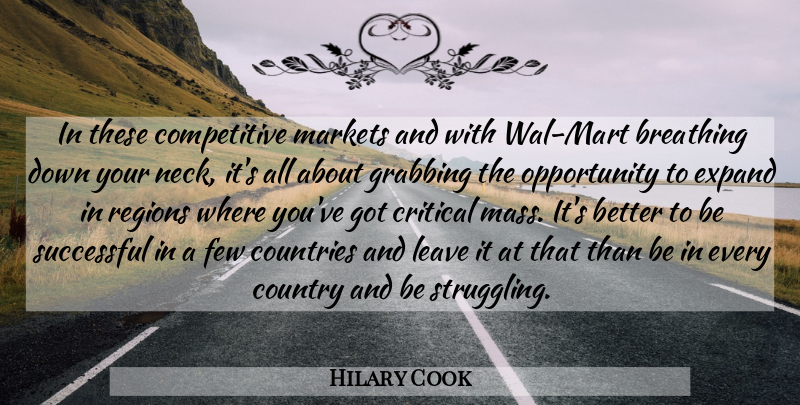 Hilary Cook Quote About Breathing, Countries, Country, Critical, Expand: In These Competitive Markets And...