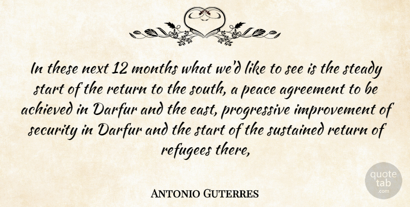 Antonio Guterres Quote About Achieved, Agreement, Darfur, Improvement, Months: In These Next 12 Months...